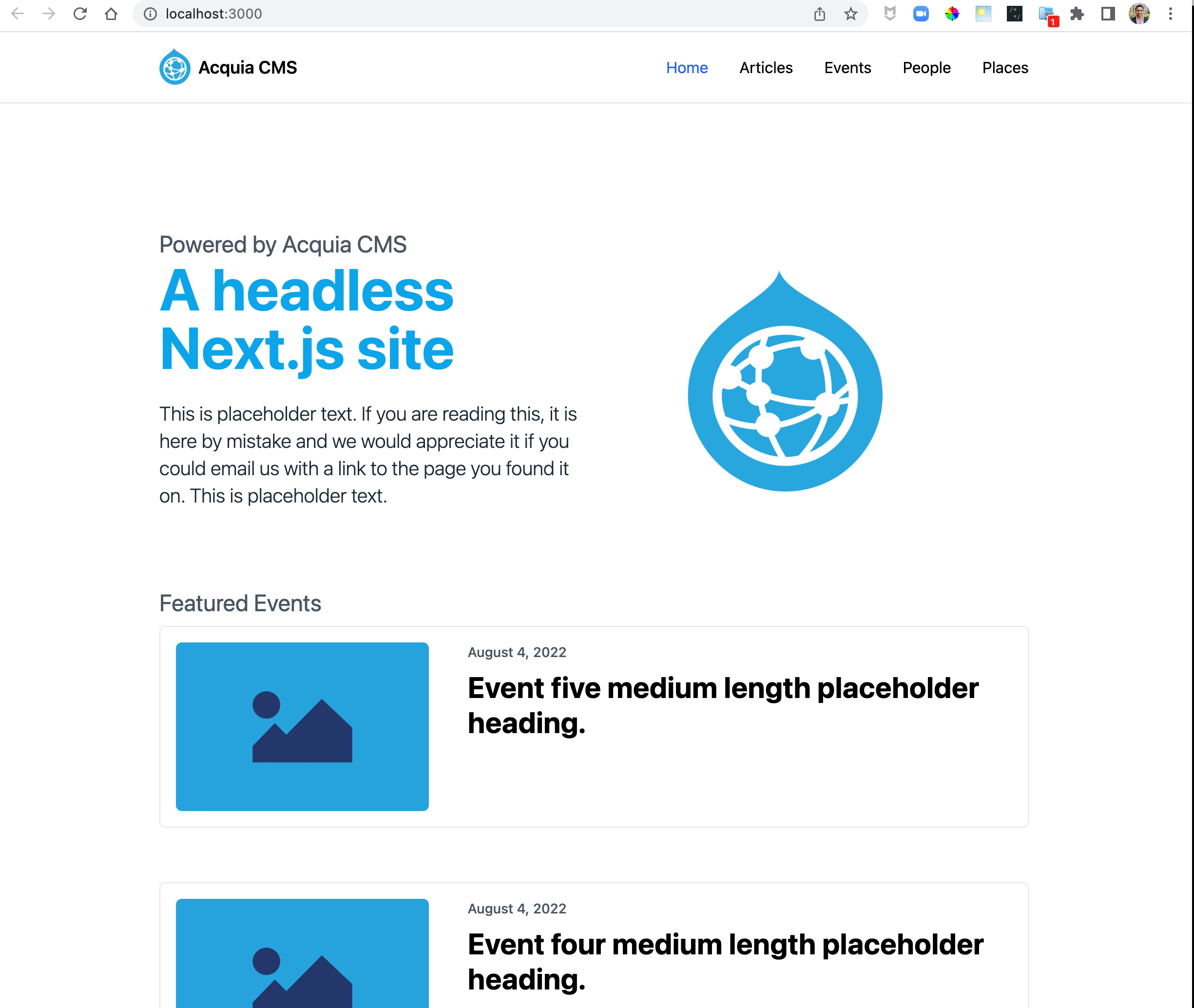 Next.js starter kit home page