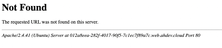 Screenshot showing a Not Found Apache error.