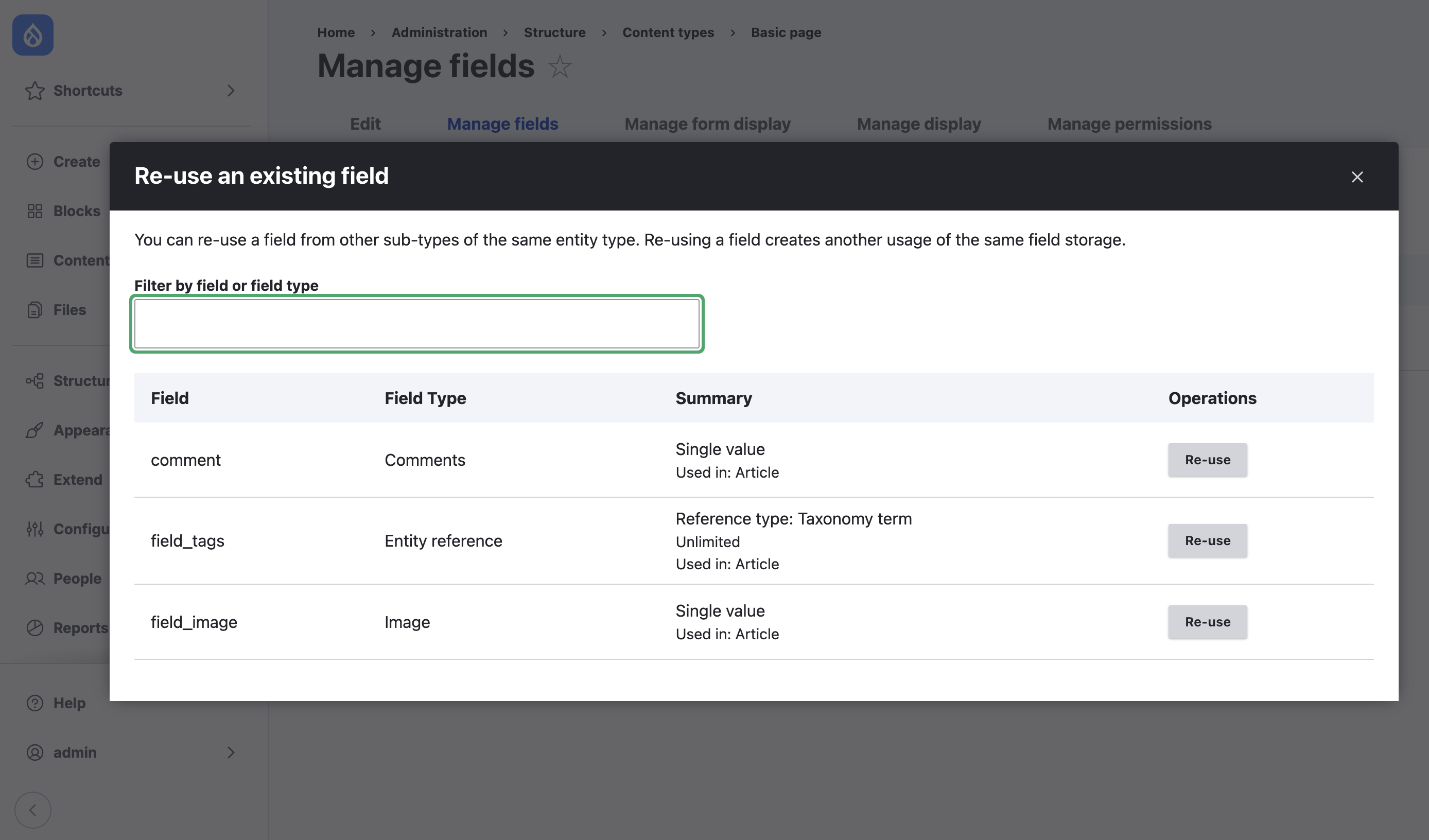 Reuse Fields