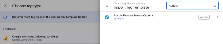 Google Tag Manager Acquia Personalization Template